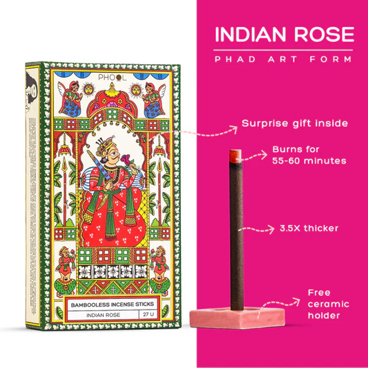 印度 PHOOL 無竹芯系列 印度玫瑰 Indian Rose 線香 27支入