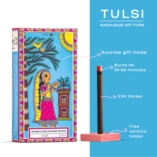 印度 PHOOL 無竹芯系列 聖羅勒 Tulsi 線香 27支入