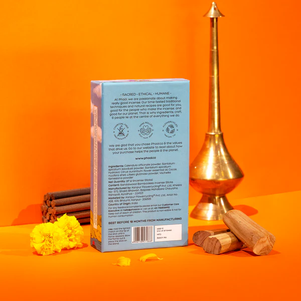 印度 PHOOL 無竹芯系列 阿約提亞聖殿  Ayodhya 柔和檀香 線香 27支入