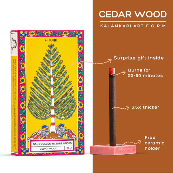 印度 PHOOL 無竹芯系列 雪松 Cedar Wood 線香 27支入