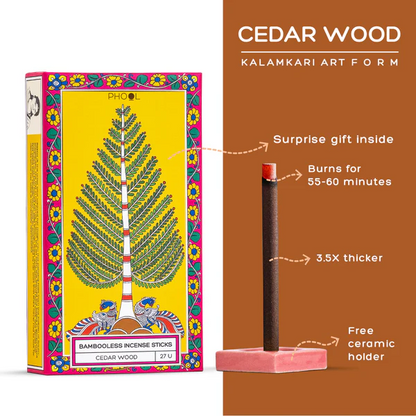 印度 PHOOL 無竹芯系列 雪松 Cedar Wood 線香 27支入