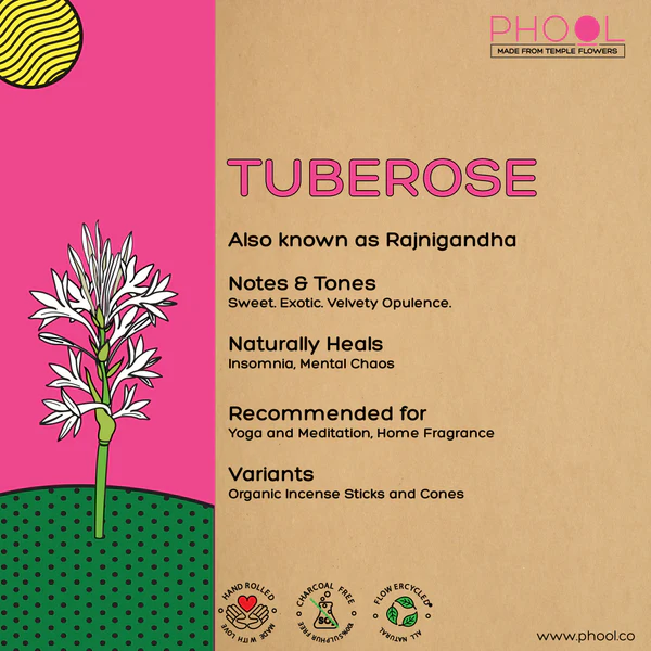 印度 PHOOL 晚香玉 Tuberose 環保有機天然線香 40支入