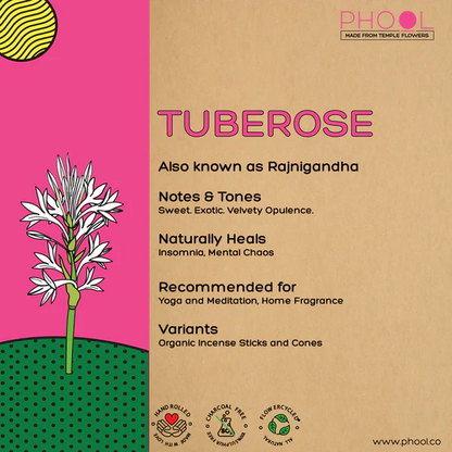 印度 PHOOL 晚香玉 Tuberose 環保有機天然線香 40支入