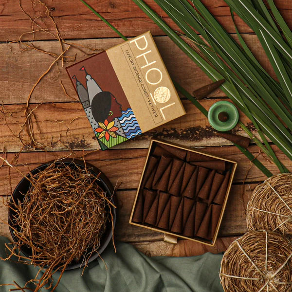 印度 PHOOL 岩蘭草 Vetiver 環保有機天然香錐 40顆入