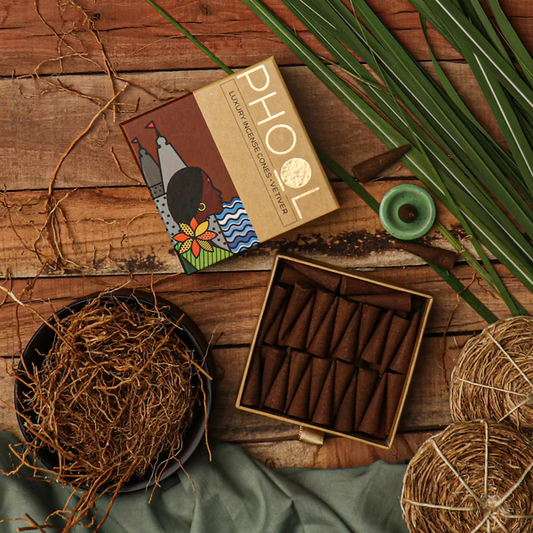 印度 PHOOL 岩蘭草 Vetiver 環保有機天然香錐 40顆入