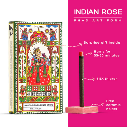 印度 PHOOL 無竹芯系列 印度玫瑰 Indian Rose 線香 27支入