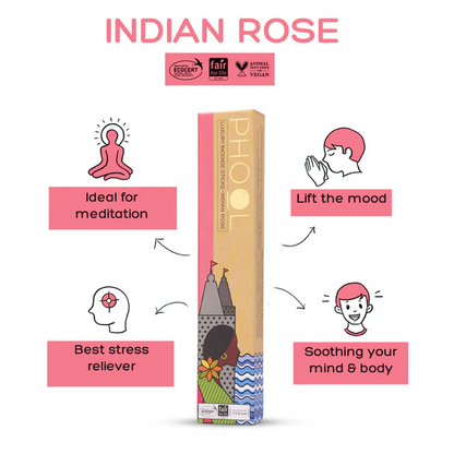 印度 PHOOL 印度玫瑰 Indian Rose 環保有機天然線香 40支入