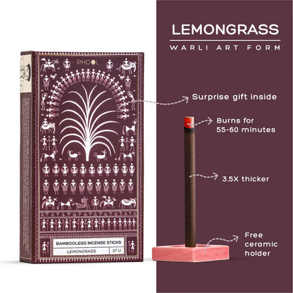印度 PHOOL 無竹芯系列 檸檬香茅 Lemongrass 線香 27支入