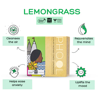 印度 PHOOL 檸檬香茅 Lemongrass 環保有機天然香錐 40顆入