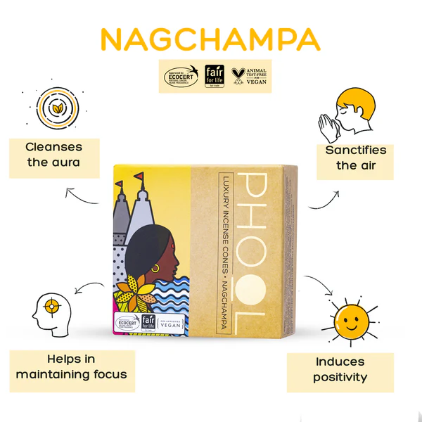印度 PHOOL 納香帕 Nagchampa 環保有機天然香錐 40顆入