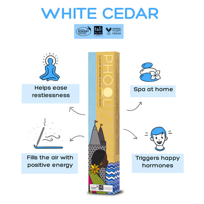 印度 PHOOL 白雪松 White Cedar 環保有機天然線香 40支入