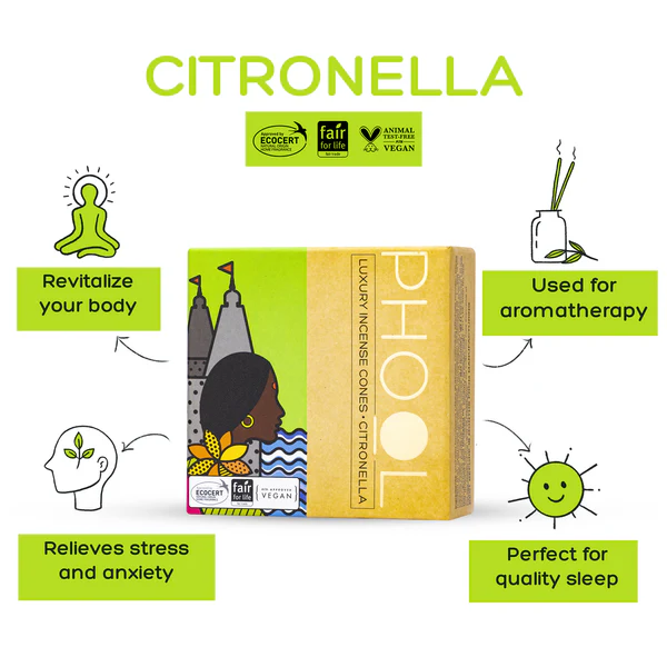 印度 PHOOL 香茅 Citronella 環保有機天然香錐 40顆入
