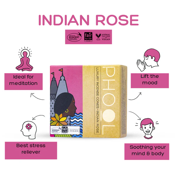 印度 PHOOL 印度玫瑰 Indian Rose 環保有機天然香錐 40顆入