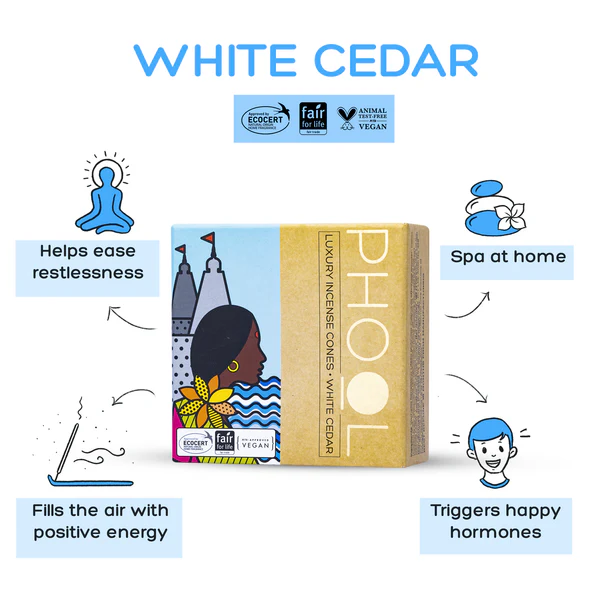 印度 PHOOL 白雪松 White Cedar 環保有機天然香錐 40顆入