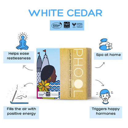 印度 PHOOL 白雪松 White Cedar 環保有機天然香錐 40顆入